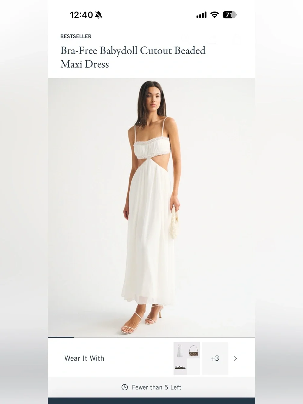 Bra-Free Babydoll Cutout Beaded Maxi Dress - White